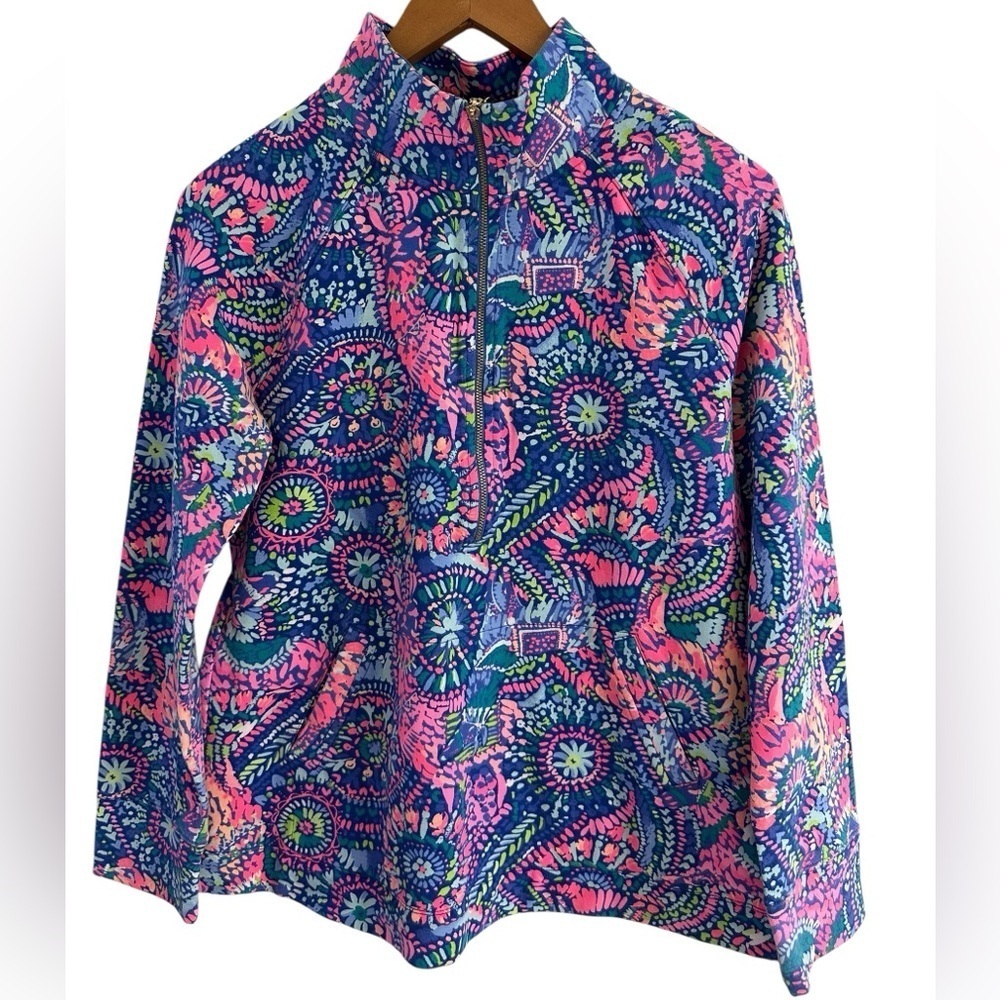 Lilly Pulitzer Pink Blue Multi No Prob Llama Skipper Popover UPF 50+ - Picture 3 of 11